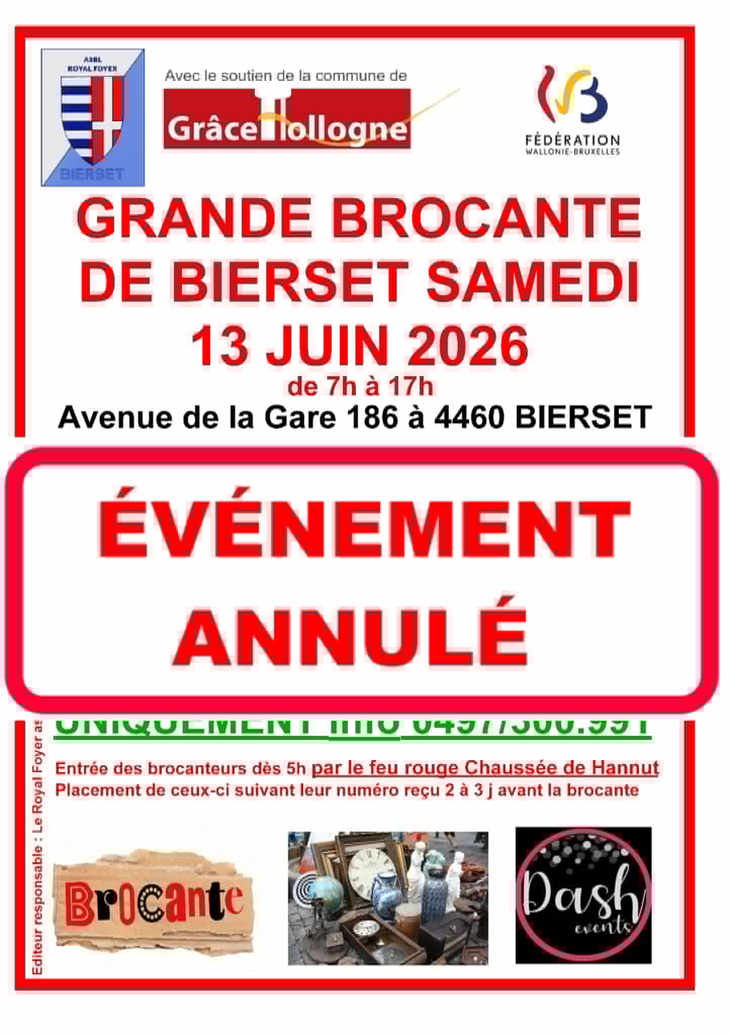 Événement annulé : La Grande Brocante de Bierset n&rsquo;aura pas lieu